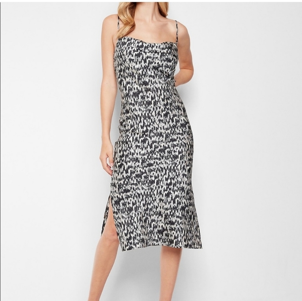Express Satin Abstract Print Midi Dress NWT Size XS